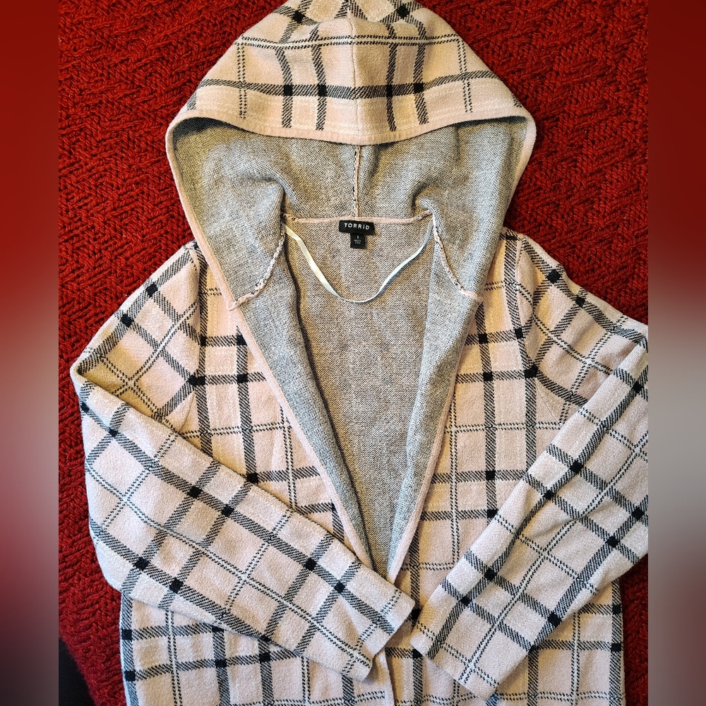 torrid Pink Plaid Hooded Cardigan